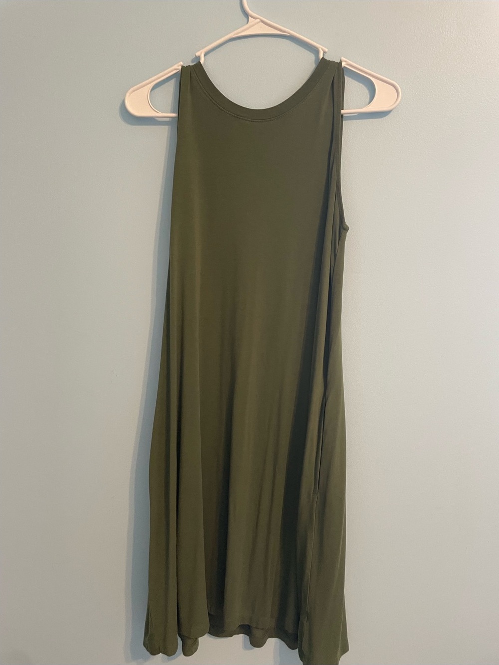 Sleeveless Olive Green Swing Dress